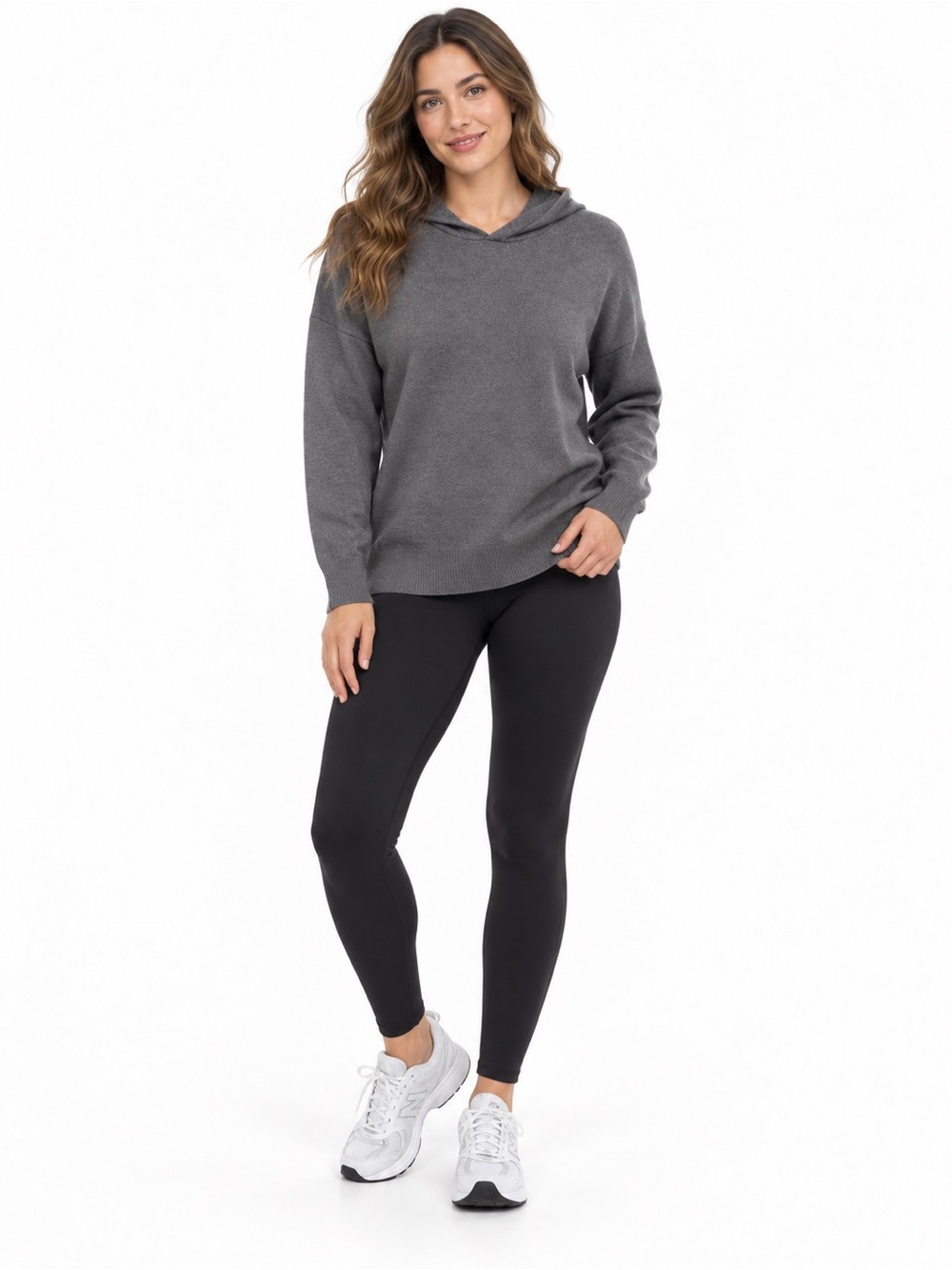 Zara Women’s Crewneck Hooded Sweater in Charcoal Gray
